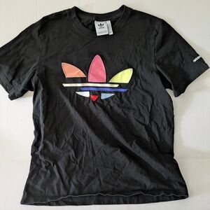 Adidas Black T-Shirt with Multicolor Logo